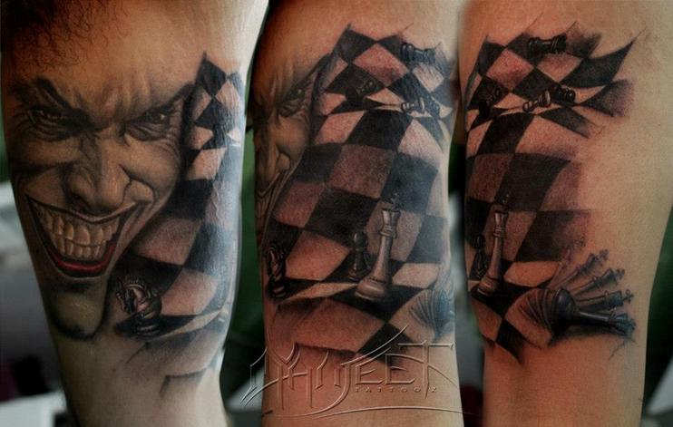 Joker with chess tattoo - Manjeet Tattooz